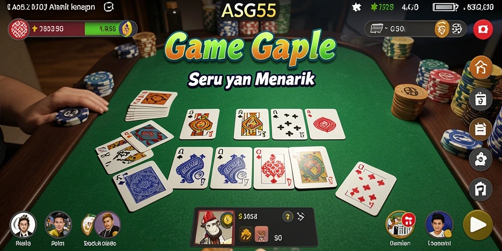 Tampilan gameplay ASG55 dengan suasana permainan Gaple.