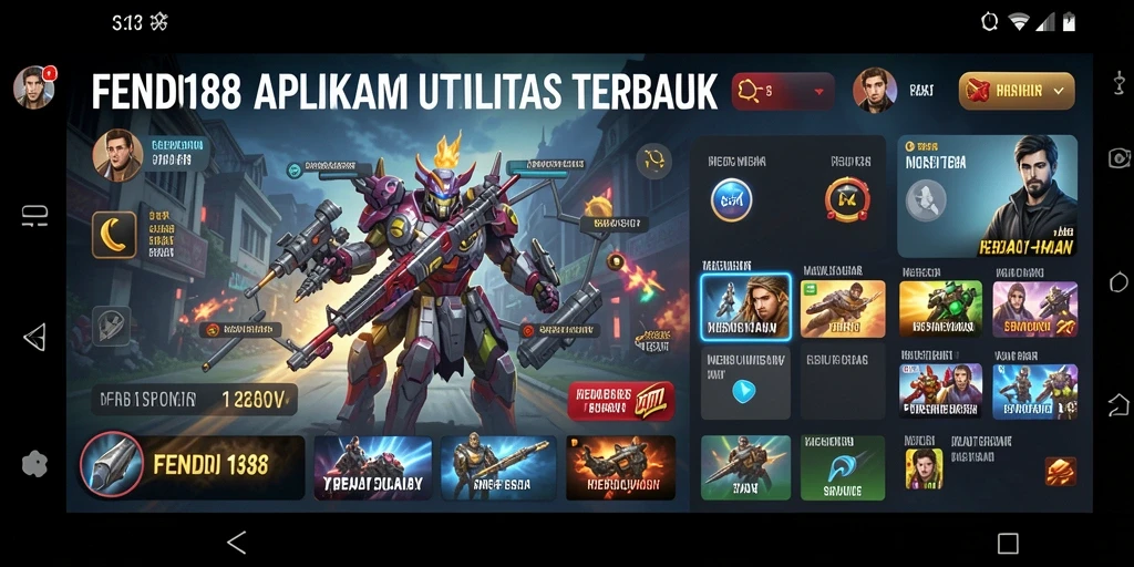 Tampilan utama aplikasi FENDI188 yang menunjukkan fitur utilitas.