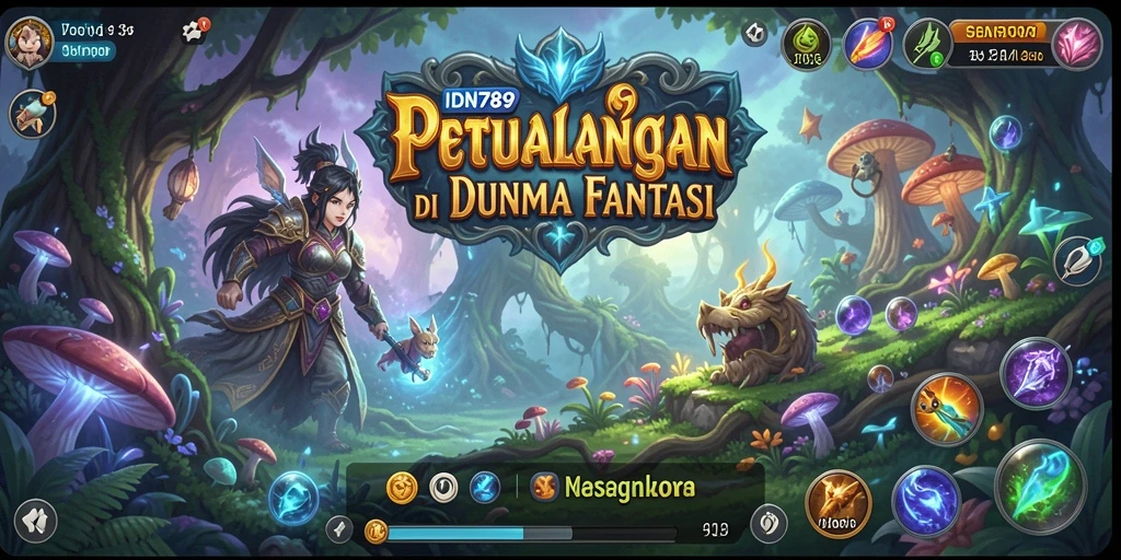 Tampilan gameplay IDN789 dengan karakter menjelajahi dunia petualangan.