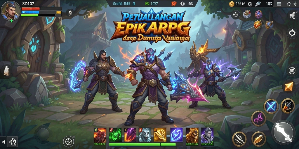 Tangkapan layar menunjukkan pertempuran epik dalam dunia ARPG SD107.