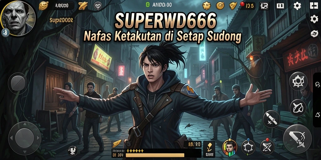 Tangkapan layar dari gameplay SUPERWD666 menunjukkan suasana menyeramkan yang mengerikan.