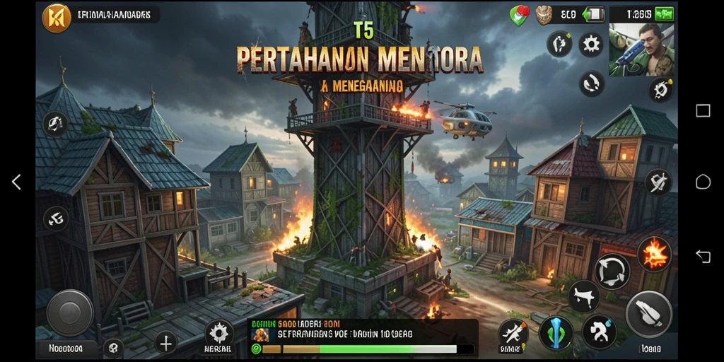 Screenshot T6 menampilkan aksi mendebarkan di medan perang Tower Defense.