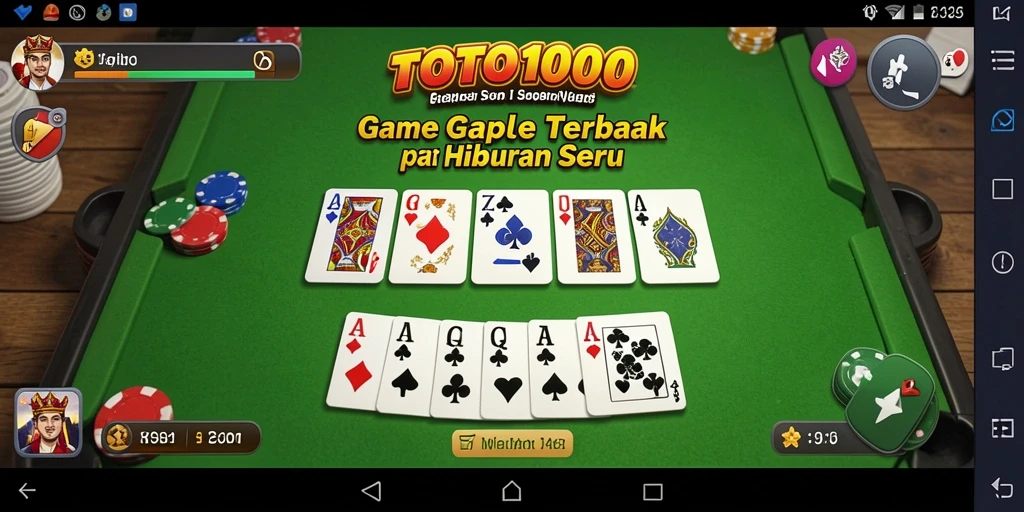 Screenshot utama TOTO1000 menampilkan gameplay seru Gaple yang menantang.