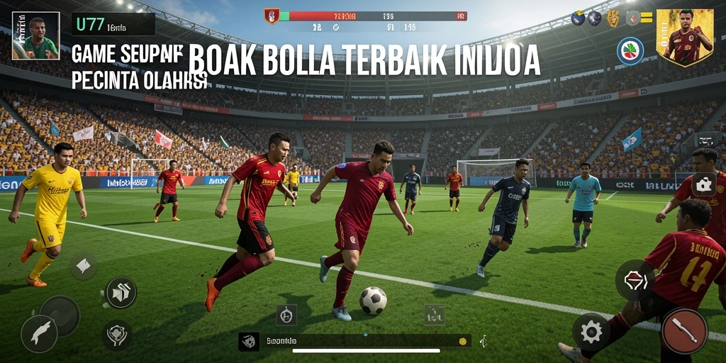 Tampilan gameplay UT77 dengan aksi sepak bola yang mendebarkan.