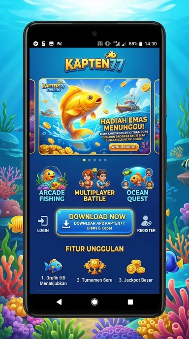 Tampilan utama aplikasi kapten77 dengan menu navigasi yang jelas.